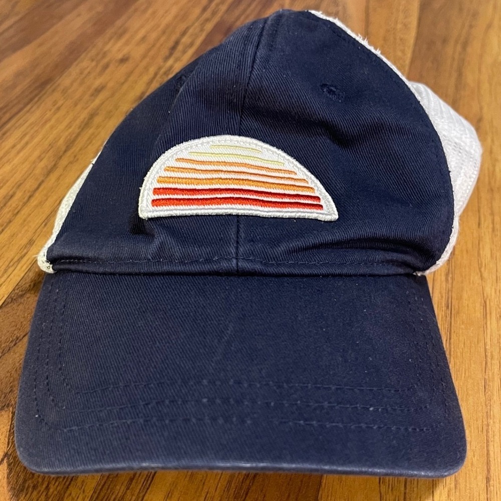 J.Crew Crewcuts Boys Navy Blue Sunset Patch Mesh Trucker Hat Snapback M/L